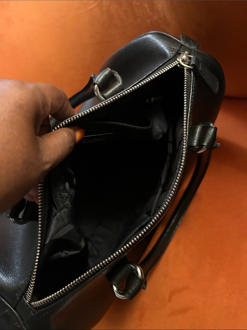 Furla D-Light Bauletto Black Saffiano Leather  Bag - NWOT - Picture 6 of 7